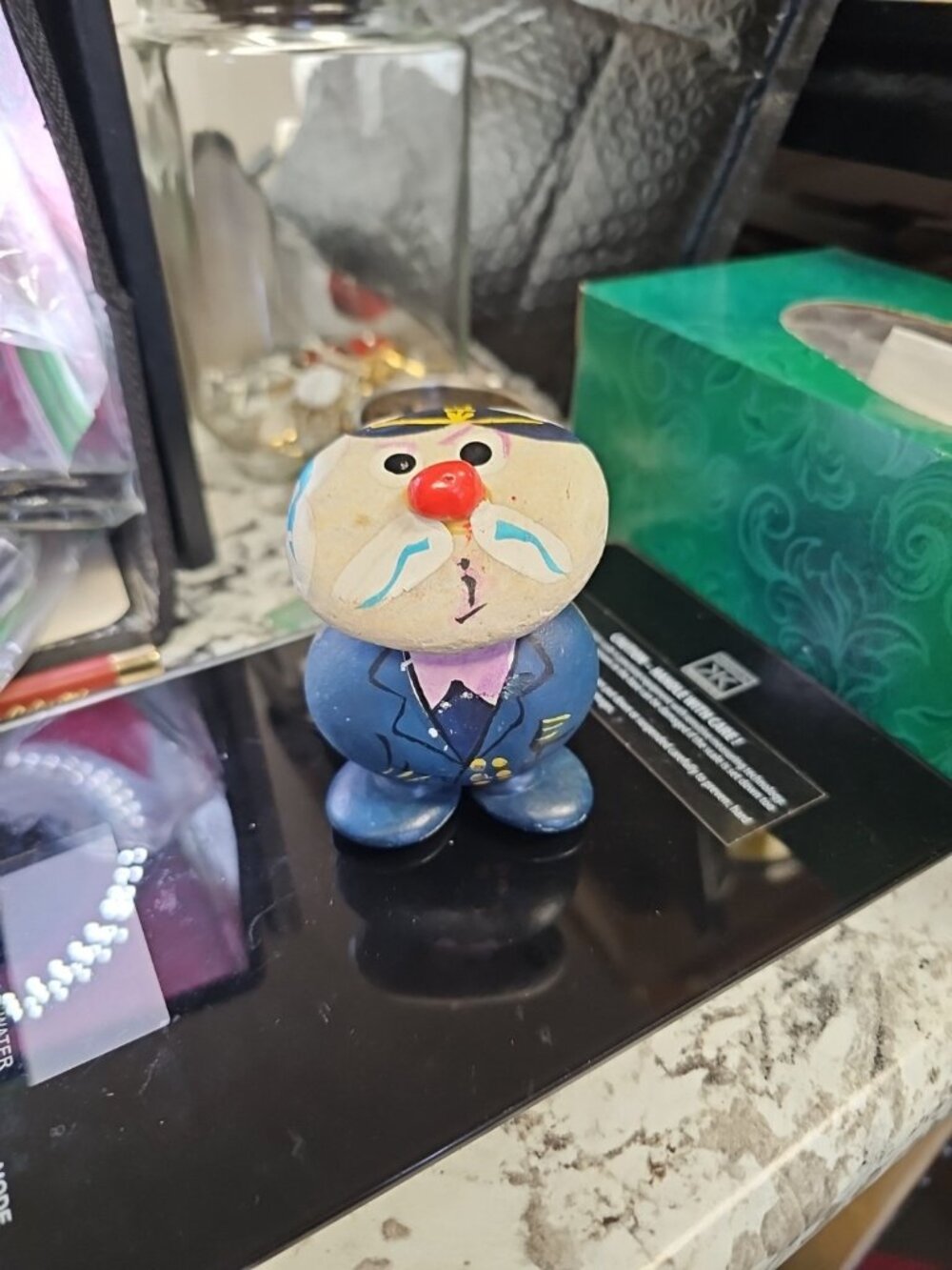 Lucky Stone Figurine 1970's Hand Painted Made In Taiwan Deville